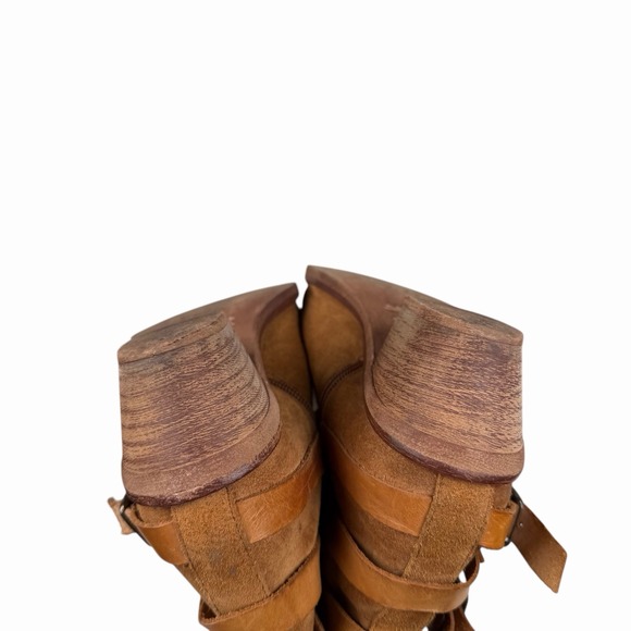 Women's SixtySeven ANTHROPOLOGIE Leather Buckle Wrapped Ankle BOOTS sz 38 US 7.5 - Picture 8 of 14